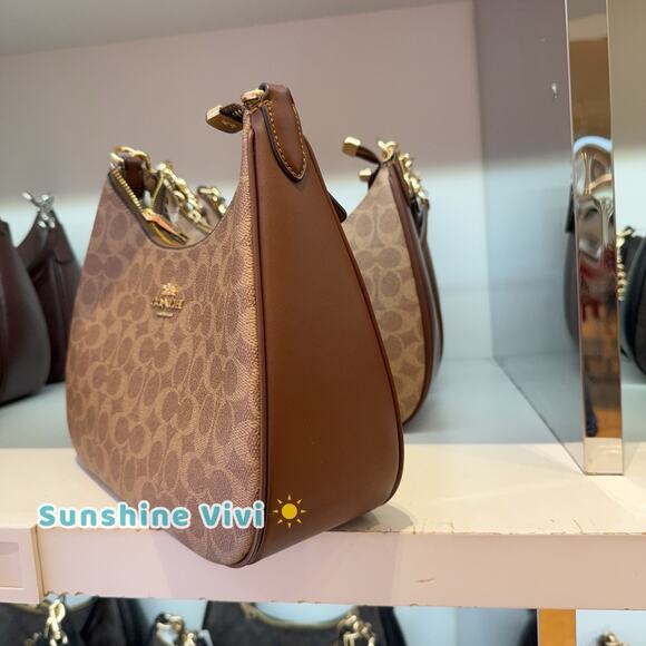 NWT Coach Teri Hobo Bag Signature Canvas/Gold/Tan/Brown CV940 - Picture 3 of 7